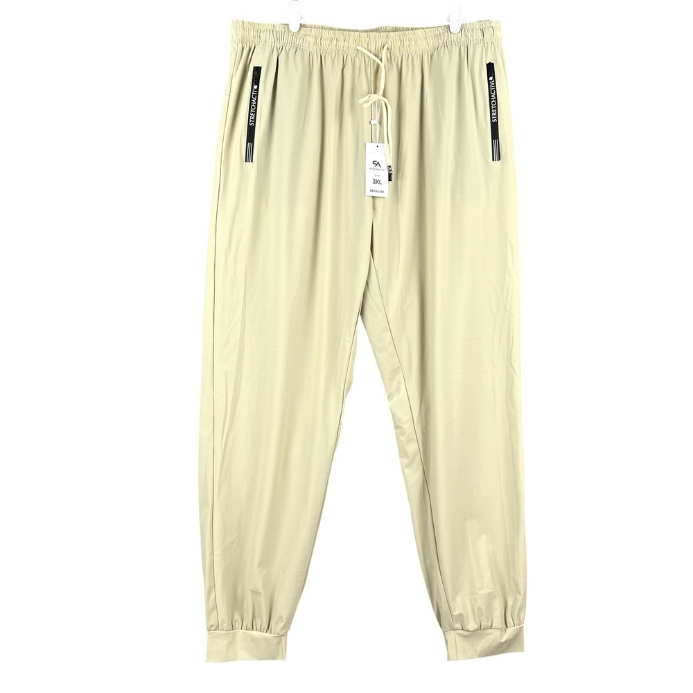 SA Stretch Active Women Pull-on Lightweight Tan Jogger Pants 3XL Regular Fit NWT